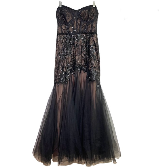 DAVID'S BRIDAL Galina Signature Strapless Corset Gown Tulle Dress #WBM3095 Prom - Picture 3 of 16